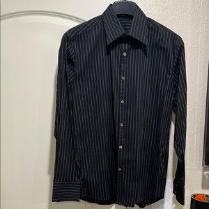 Theory Black Pinstripe Dress Shirt